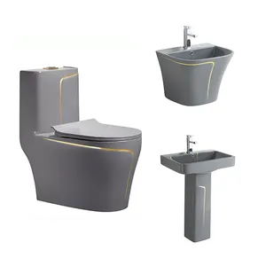Sanitary Ware Wall Hung Basin And Matte Grey Colored Toilet Bowl Ceramic Water Closet Wc Toilet Set Disability High Toilets