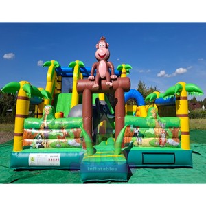 Casa Inflable de PVC de Grado Comercial con Tobogán y Palmera para Niños, Ideal para Parques de Aventuras - Product Image 1