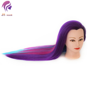 Tête d'entraînement pour cheveux longs et colorés en gros, tête de mannequin de salon avec maquillage, modèle de tête d'entraînement pour barbier, poupée mannequin - Product Image 1