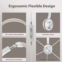 Adaptateur USB C Casque de centre d'appels filaire sur l'oreille Casque téléphonique avec suppression du bruit à double micro