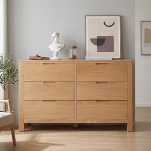 <span class=keywords><strong>Commode</strong></span> <span class=keywords><strong>scandinave</strong></span> en chêne massif à <span class=keywords><strong>6</strong></span> <span class=keywords><strong>tiroirs</strong></span>, meuble de rangement autoportant pour chambre à coucher - Product Image 2