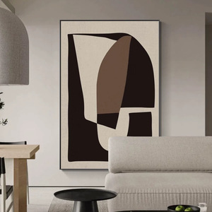 Abstract Painting Oil <b>Canvas</b> Wall Art Black <b>Frame</b> Rectangle Modern Living Room Decor - Product Image 2