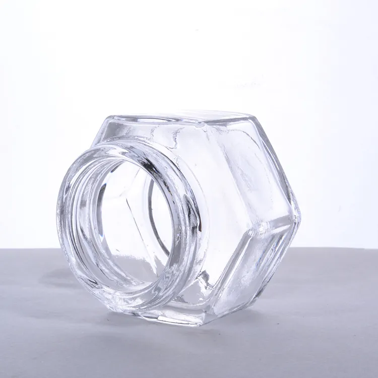Einzigartiges 120g Honig glas 50ml sechseckiges klares Glas Lebensmittel glas