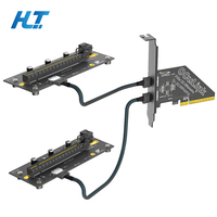 Carte Riser PCIe 4.0 X8 Bifurquée 2 Ports OCuLink SFF-8612 2x PCI-E 16X avec Câble Tressé 500mm pour Double GPU PC de Bureau