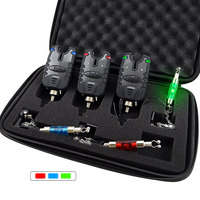 Hirisi Karpfenangel-Bissanzeiger und Swinger-Set mit blauer LED, wasserdichte Angel-Swinger, Angelalarm