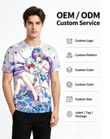 Nouveau T-shirt décontracté pour homme à manches courtes, série Anime Girl, impression 3D