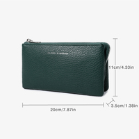 Dompet Panjang Wanita Model Baru Sederhana Bahan PU Lembut Kapasitas Besar Tahan Air dengan Ritsleting, Tas Clutch Multifungsi, Cocok untuk Perjalanan Antar Negara