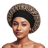 Bonnet de nuit plat multicolore en satin réglable et pliable imprimé pour femme, bonnet de douche