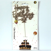 Fabrikpreis 3D Plastik Happy Birthday Cake Topper Sechseckiger Rahmen Kursivschrift Geburtstagstorten-Dekoration Party-Feier
