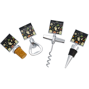 Halloween Themed Corkscrew Set Stainless Steel Wine Opener Bottle Stopper With Epoxy Resin Square Design For Party Gifts - Product Image 1