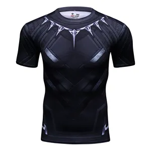 T-shirts de super-héros pour hommes, vêtements d'impression de sport à manches courtes, tenue de Compression,