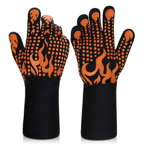 Aramid Black 1472F Food Kitchen Silicone Microwave Oven Grill Barbecue Bbq Camping Cooking <strong>Hand</strong> <strong>Gloves</strong> Extreme Heat Resistant - Product Image 2