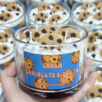 Vela Aromática con Forma de Galleta con Chispas de Chocolate, 3 Mechas, Cera de Soya, para Decoración del Hogar, Fiestas, Cumpleaños, Navidad, Regalo