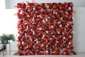 Parete Floreale per Matrimonio con Rose <span class=keywords><strong>Rosa</strong></span> <span class=keywords><strong>e</strong></span> Bianche, Sfondo di Fiori Artificiali, Parete Floreale 3D per Matrimonio - Product Image 2
