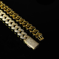 Collier cubain CCN ZIRCON Iced Out en laiton plaqué or épais, personnalisé, bijoux hip-hop avec formes géométriques – Vente directe usine