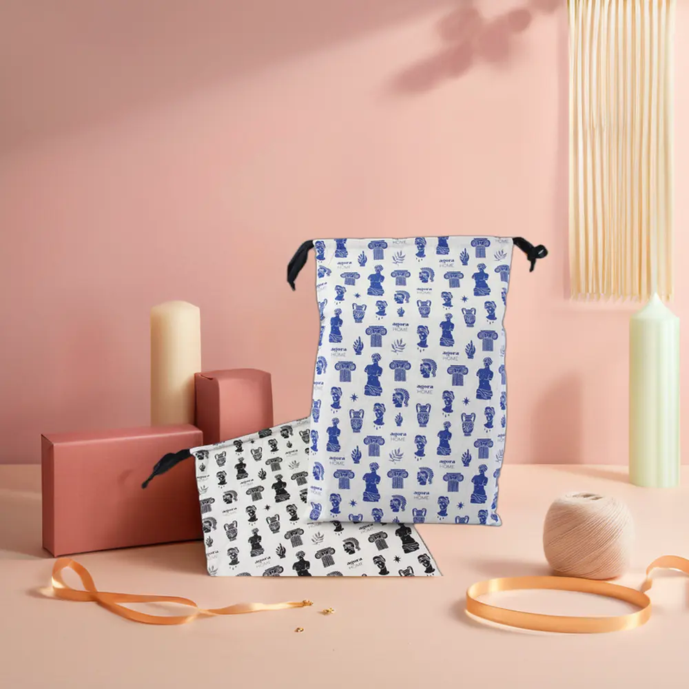 Nhỏ Màu Trắng Linen Dệt Pouch Mềm Quần Áo Túi Với Dây Kéo Bông Vải Biểu Tượng Tùy Chỉnh In Cho Mua Sắm Và Đóng Gói