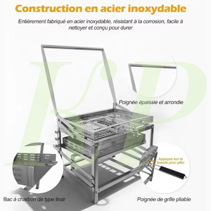 <span class=keywords><strong>Parrilla</strong></span> de Carbón Multifuncional BlazeFor, Construcción 100% en <span class=keywords><strong>Acero</strong></span> <span class=keywords><strong>Inoxidable</strong></span>, Resistente a la Oxidación, <span class=keywords><strong>Parrilla</strong></span> <span class=keywords><strong>para</strong></span> Exteriores <span class=keywords><strong>para</strong></span> Patio y Balcón - Product Image 4