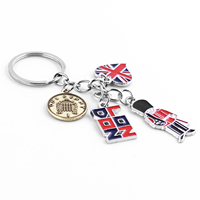 Porte-clés personnalisé en métal avec figurine de guitare et bâtiment de Londres, pendentif mignon pour téléphone portable, souvenir artisanal
