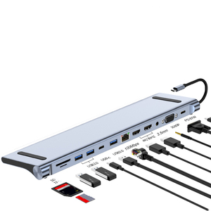 Bewin Đa Cổng 12 Trong 1 Hub 4K HDTV Hiển Thị 87W Điện USB3.0 5Gbps Loại C Hub Với RJ 45 Âm Thanh Và Đầu Đọc Thẻ USB Hub - Product Image 1