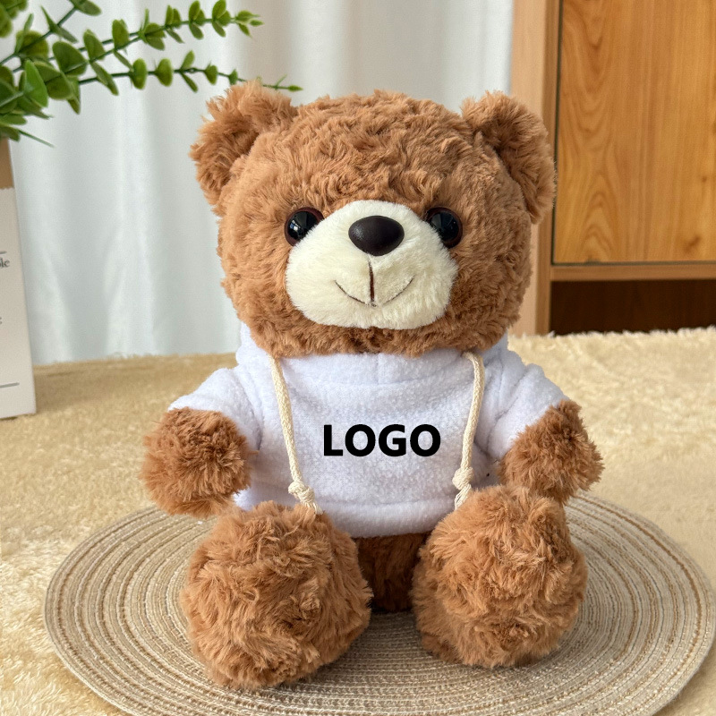 Brown teddy bear-white sweatshirt
