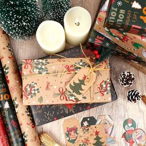 Custom Wholesale 80g <b>Christmas</b> Kraft <b>Paper</b> Tissue 43*300cm Gift Luxury Custom Birthday Packaging <b>Wrapping</b> <b>Paper</b> <b>Roll</b> - Product Image 2