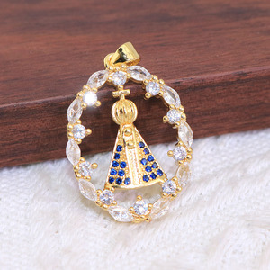 CZ8628 18k Gold Plated CZ Virgin Mary Virgen <strong>De</strong> La Caridad Del Cobre Our Lady of Charity Pendants Religious <strong>Jewelry</strong> <strong>Supplies</strong> - Product Image 5