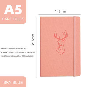 Carnet en cuir PU imprimé avec logo personnalisé, <span class=keywords><strong>couverture</strong></span> <span class=keywords><strong>rigide</strong></span> A5, papier plus épais, impression couleur, vente en gros, avec sangle élastique - Product Image 6