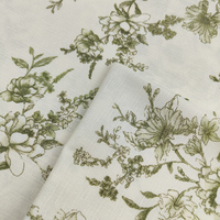 Fournisseur direct d'usine, tissu 100% polyester personnalisé, écologique, imprimé avec un motif floral, imitation lin pour vêtements de filles