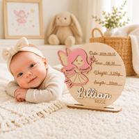 Panneau personnalisé en bois pour annonce de naissance de bébé, plaque nominative personnalisée pour nouveau-né, souvenir de chambre de bébé, décoration de chambre, cadeau