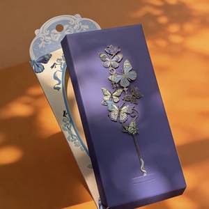 Marcapáginas de sublimación con diseño de abridor de cartas, corazón magnético, pluma de pavo real, <span class=keywords><strong>Harry</strong></span>, D&D, vaquera, retro, flor azul - Product Image 4