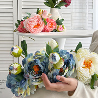 Bunga Peony Buatan Grosir 2 Kepala 55-62cm Gaya Cina Peony Sutra Tangkai Tunggal Peony Luoyang Palsu Dekorasi Pernikahan Rumah