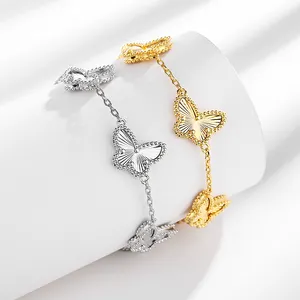 Cadena de moda Marcas famosas Joyería Mariposa Pulseras 18K Oro cobre Diseñador Pulsera joyería