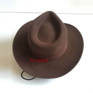 Sombrero Fedora de lana marrón para hombre, alta calidad, moda informal, ala ancha, transpirable para las cuatro estaciones, ANLUXFIER H637 - Product Image 1