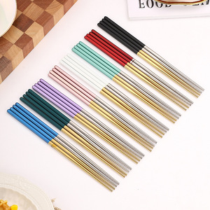 LFS Wholesale Cheap 1 Pair Metal <strong>Chopsticks</strong> Set Color <strong>Korean</strong> Stainless Steel Chop Sticks Durable Sushi <strong>Chopsticks</strong>