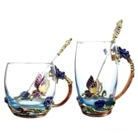 Valentijnsdag Cadeau Rozenhandvat Glas Geëmailleerde Koffiemokken Glazen Theekop Voor Valentijn Moederdag