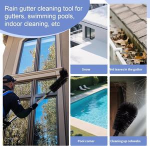 อุปกรณ์ทำความสะอาดรางน้ำแบบประกบยาวอุปกรณ์ทำความสะอาดรางน้ำแบบยืดได้บนพื้นพร้อมหลังคาเหล็กสแตนเลสสำหรับทำความสะอาดรางน้ำ - Product Image 6