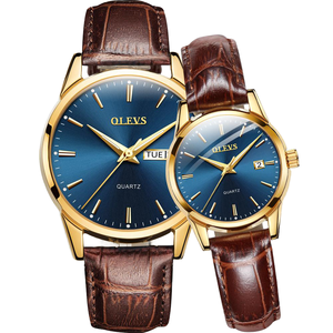 Para Olevs 6898, relojes de pulsera de cuarzo de lujo para damas y hombres, resistente al agua correa de cuero genuino, aleación deportiva antigua, dibujos animados al por mayor - Product Image 1