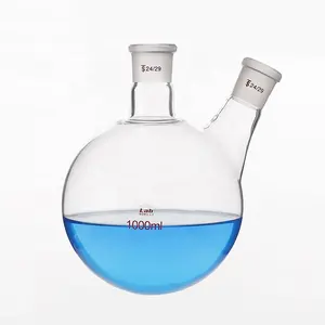 Laboratory 1000ml Glass Round Bottom 2 Neck Boiling Flask