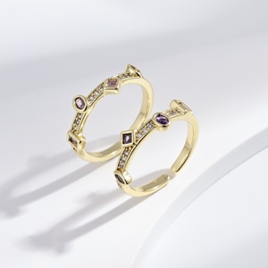 custom plata 925 <b>silver</b> clover gemstone gold plated <b>ring</b> zircon designer dainty <b>adjustable</b> cheap summer finger <b>rings</b> for girls - Product Image 5