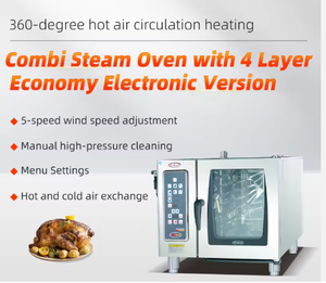 Four à vapeur et à cuisson électrique professionnel à 4 niveaux pour comptoir de cuisine, idéal pour la restauration - Product Image 2