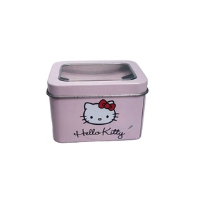 Directo de fábrica, tamaño pequeño, Hello Kitty, hojalata Rectangular, acabado mate de Metal, logotipo personalizado, caja de regalo de calidad, ventana para galletas - Product Image 1