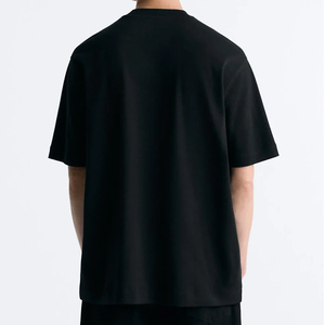 T-shirt Homme Col Rond Manches Courtes Coupe Ample Noir Coton 300 Grammes Style Décontracté Streetwear Tendance - Product Image 1