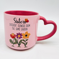 Promotion : Ensemble de tasses en porcelaine fine avec glaçure rose en forme de cœur, cadeau contemporain, avec impression de logo personnalisé en gros sur tasses en céramique