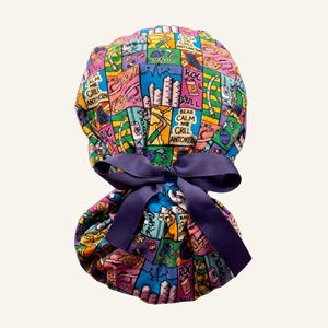 Casquette chirurgicale en coton à motifs colorés, nœud violet, unisexe, accessoire d'uniforme hospitalier, tissu tissé, détection d'aiguilles, sans couture - Product Image 1