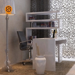 Sólido <span class=keywords><strong>blanco</strong></span> superficie de muebles para el hogar mesa de estudio y estantería de almacenamiento de combinación para venta - Product Image 6