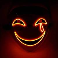 Masque lumineux LED Youki HF 2023, vente chaude, unisexe, accessoires de scène d'Halloween, accessoires cool, masque d'expression, matériau PP, impression numérique 2 couleurs