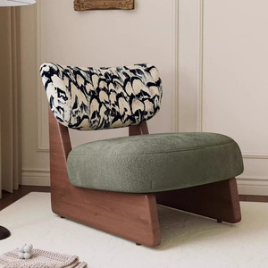 Sofá de una sola tela de estilo Wabi-Sabi moderno, silla de madera maciza, Normcore escandinavo para balcón, recepción de ocio, sala de estar - Product Image 4