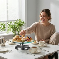 Drehbarer Tisch Rotierender Kuchenständer Anpassbare Farbe Gehärtetes Glas Kuchen-Dekorations-Drehteller mit Rutschfester Basis