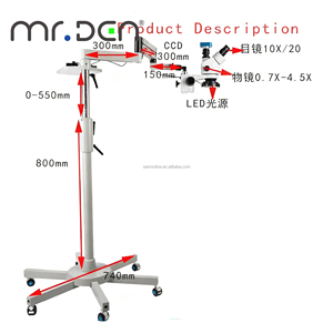 Soporte de suelo para microscopio quirúrgico Mr.Den con brazo neumático y estante de enfoque con cámara de video divisora de haz para operación quirúrgica - Product Image 3