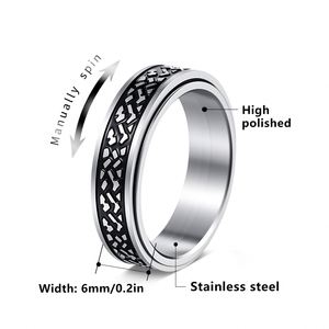 Anillo Antiestrés de Acero Inoxidable, Anillo Giratorio para Parejas, Descompresión, Acero Inoxidable 304, Anillo para Hombre - Product Image 2